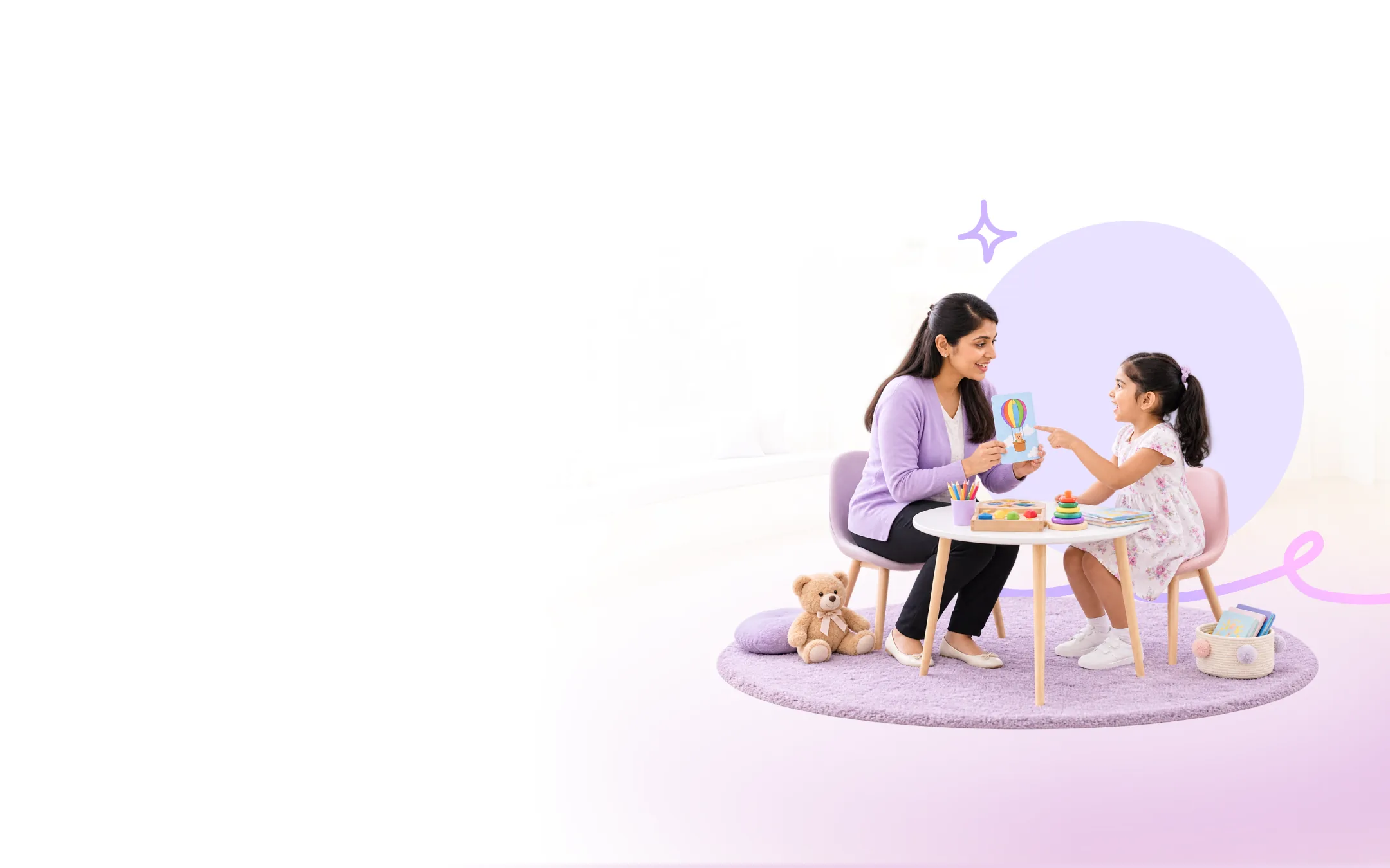 A developmental specialist working with a child and parent